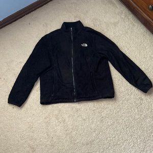 North face, black fuzzy jacket, XL
